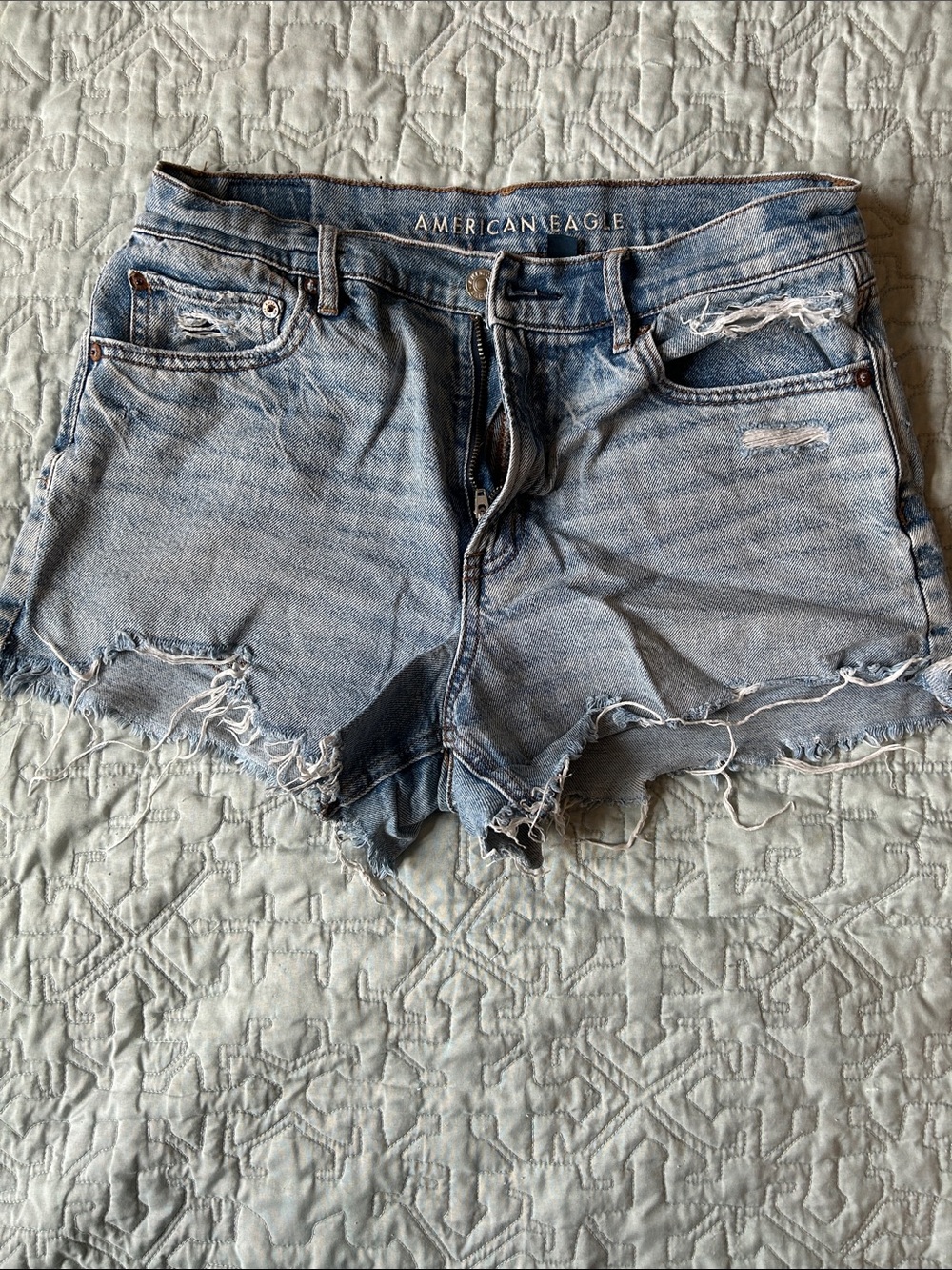American Eagle Outfitters Strigid Light Wash Distressed Jean Shorts